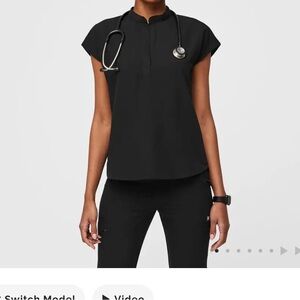Figs Women's Black Rafaela Oversized Scrub Top